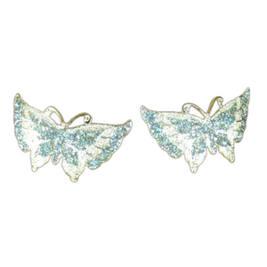 2 Silver Butterfly hair clip